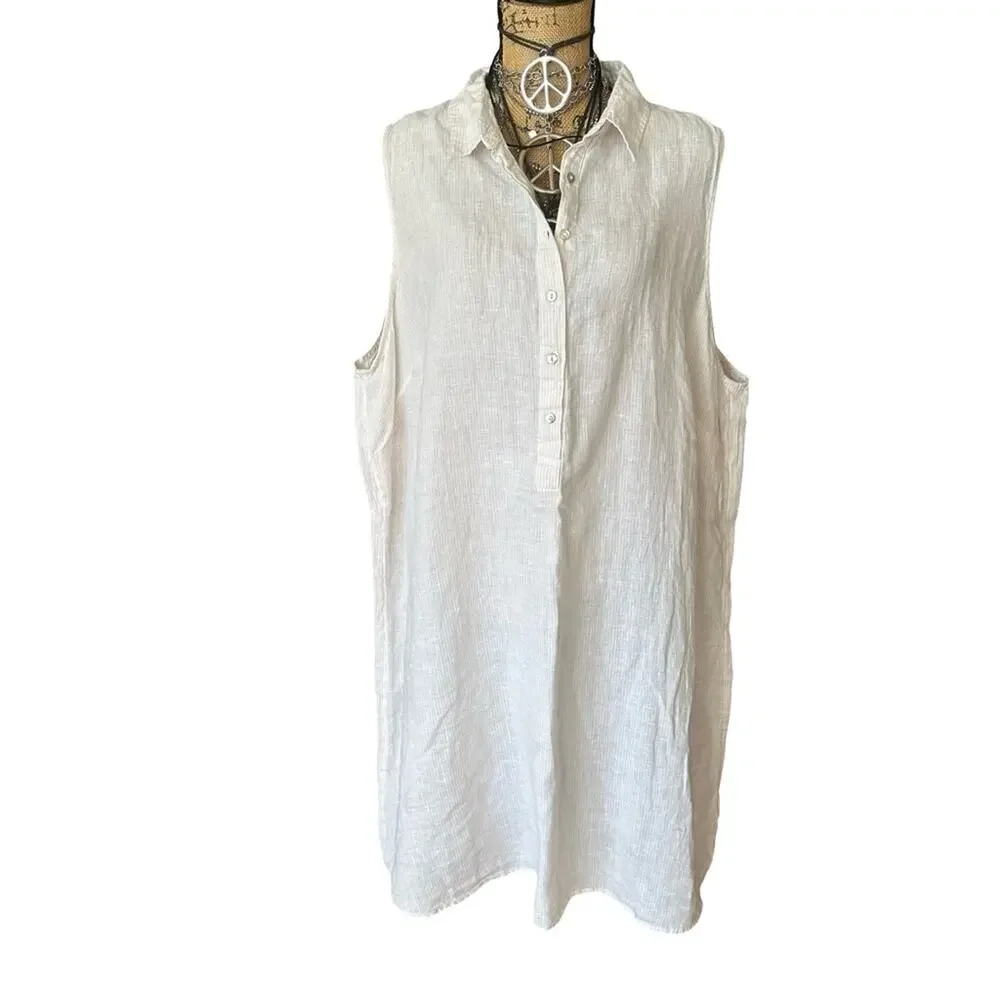 NEW - Tahari Sleeveless Cream Tunic 100% Linen - PLUS SIZE 2X - Picture 11 of 11